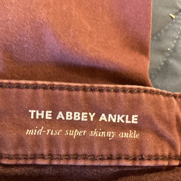 Anthropologie AG the abbey ankle burgundy mid rise super skinny ankle jeans - Picture 4 of 5